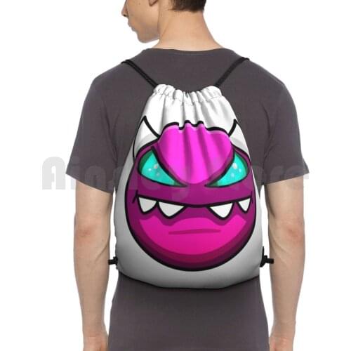 Geometry Dash Medium Demon Backpack Drawstring Bag Riding Climbing Gym Bag Geometry Dash Geometry Dash Medium Demon Medium
