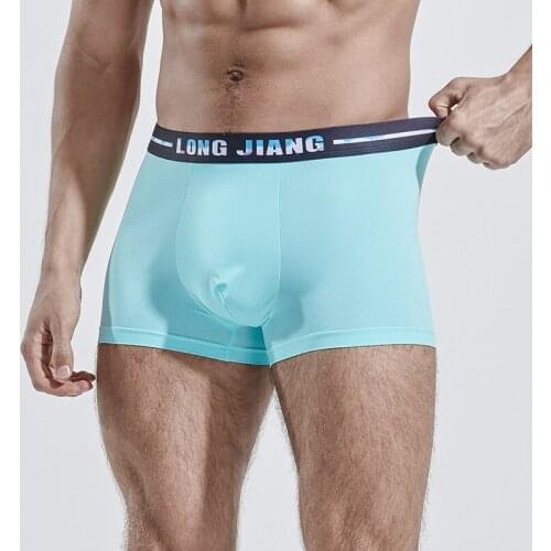 Sexy Boxers Men Underwear Cool Ice Silk Shorts Man Breathable Mid-rise U Convex Pouch Underpants Cueca masculina Brand New S-XL