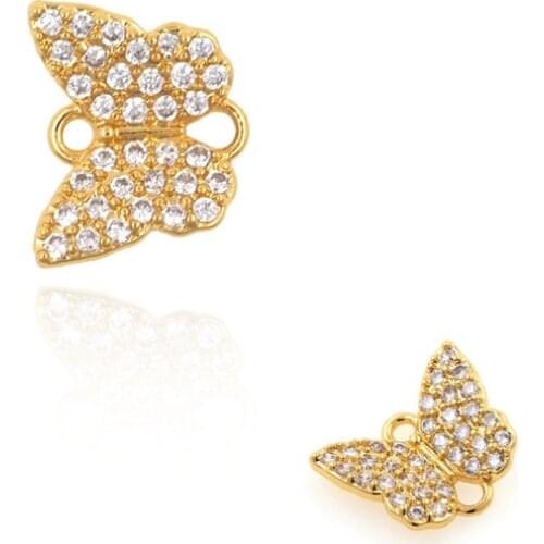 Golden Butterfly Connector Micro Pavé CZ Butterfly Bracelet Necklace Accessories DIY Jewelry Making Supplies 9.9x8x2.2mm