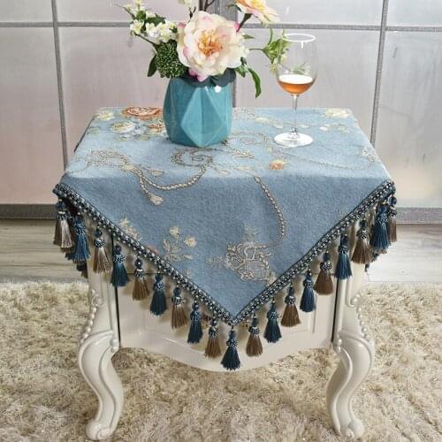 Bedroom nightstand middle Table cloth beside cupboard Small Square Fabric Tea Table Dust Cover Cloth Towel Table Cloth Blue