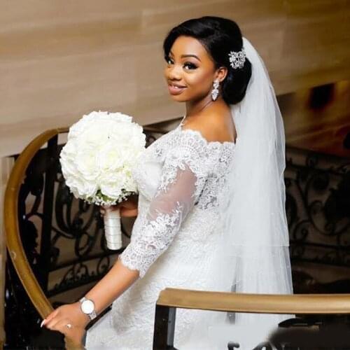 Mermaid Wedding Dresses Bateau Neck Lace Appliques Bridal Dress South African Wedding Gown Vestidos De Noiva