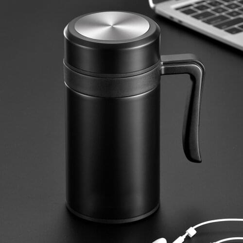 Stainless Steel Thermal Mug Water Bottle Tumber Office Cup With Handle Travel Thermos Coffee Tea Vacuum Cup With Lid