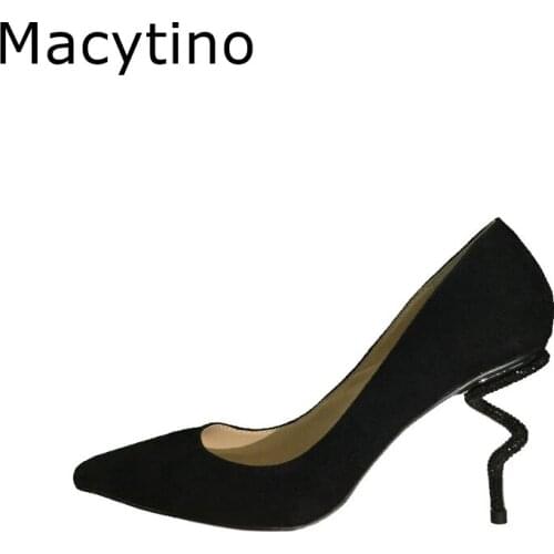 Womens Pointed toe High Heels Pumps Wave Style Back Ladies Stilettos Female Shoes Evening Party Dress Heels Strange Heel Pumps