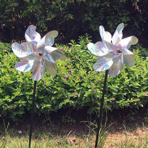 Bird Repellent Windmill Outdoor Garden Bird Repeller Sparkly Pinwheels DIY Silver Wind Spinner Kids Toy Home Lawn Decoration