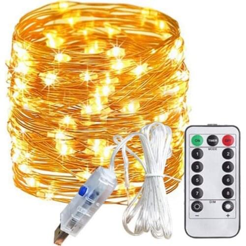 10m 100 Led Lights String USB Charging Waterproof Lighting Strings Adjustable String Fairy Lights With Remote Control Home Decor