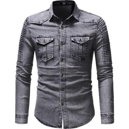 VSRONK Mens Denim Shirts
