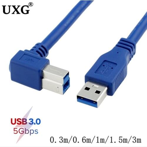USB 3.0 A Male to Right 90 degree Angle USB3.0 Type B Male Cable AM/BM High Speed Printer Cable 0.3m/0.6m/1m/1.8m/3.m