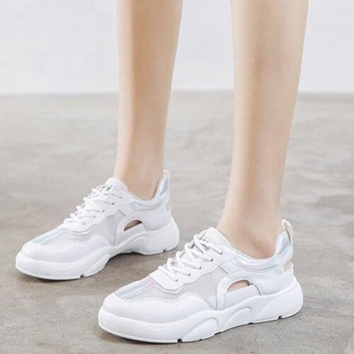 2021 Summer Women Sneakers Hollow out Breathable Mesh Shoes Flat Slip Platform Tenis for WomenSock Sneakers Shoes