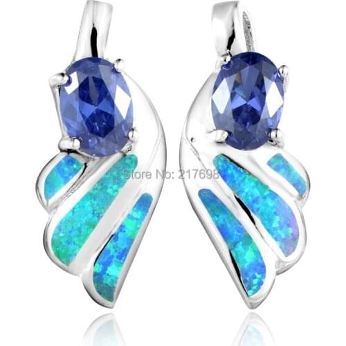 DORMITH real 925 sterling silver earrings created blue white red fire opal earrings angle wing drop earrings for women jewelry