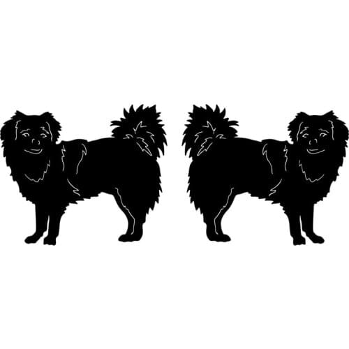 16*6.6CM 1Pair Tibetan Spaniel Dog (Left & Right) Bumper Decorative Decal Cute Cartoon Animal Car Sticker C6-1173