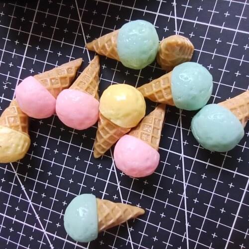 1pcs/lot resin colorful ice cream cone 31mm Cabochons Hair Bow Center Card Frame Making Craft DIY