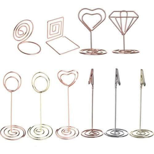 1PC Various Shapes Place Card Holder Metallic Table Number Stand Paper Clamp Romantic Photo Clip Desktop Decoration Dropship