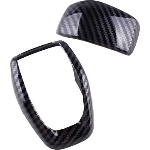 2pcs/Set Gear Shift Knob Cover Trim Carbon Fiber Style ABS Fit for Toyota Highlander 2020 2021 Car Decoration