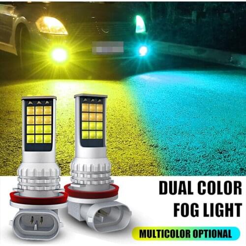 2 X Dual Colors 3000K Yellow 6000K White Switchback H11 H8 H9 9005 HB3 9006 HB4 H7 H1 H3 880 881 LED Car Fog Light Auto Fog Lamp