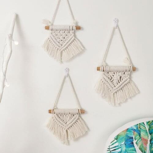 3pcs Hand-woven Tapestry Mini Cotton Rope Woven Tapestry Decoration Wall Hanging Ornament DIY Photograph Props Livingroom Decor