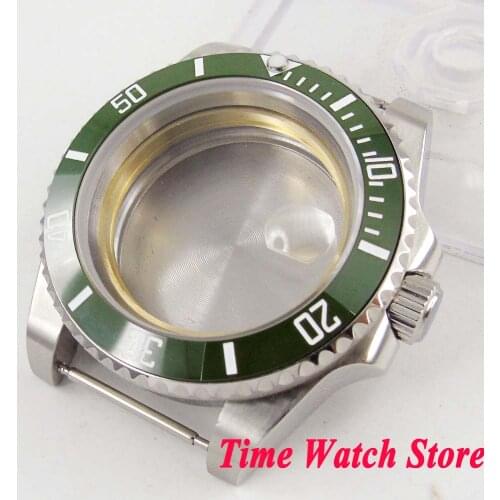 40mm 316L stainless steel Watch Case Sapphire glass green ceramic bezel fit Miyota 8215 ETA 2836 movement SUB mens watch C99