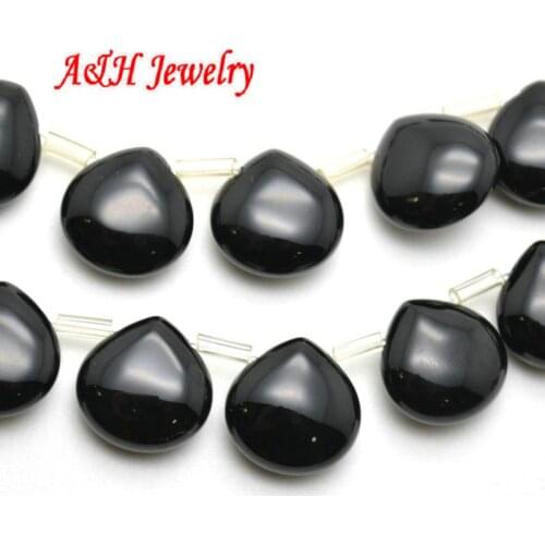 5pc/lot Natural Black Onyx Stone 14x14mm Fat Teardrop Beads Fashion Earring Making Materials