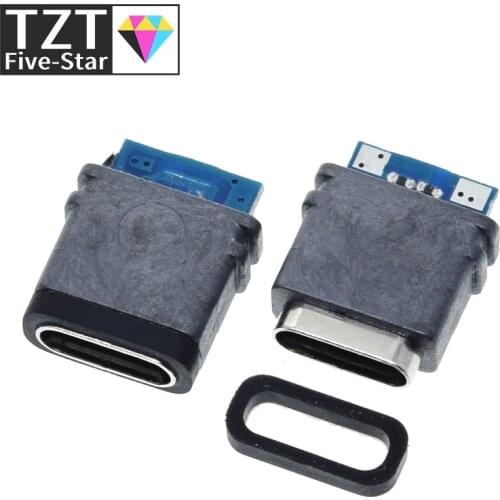 5PCS USB 3.1 Waterproof Type-C Connector16PIN 5A Female Socket Double 5.1K Resistor Support Charging And Discharging