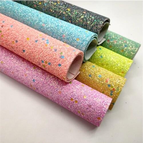 A4 size 20*33cm Glitter Leather Sheets Chunky solid Glitter Faux Leather hair bow DIY 1519