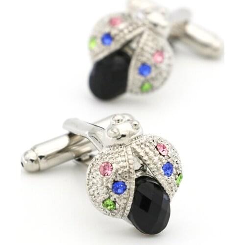 Ladybug Cuff Links For Men Crystal Insect Design Quality Brass Material Colorful Color Cufflinks Wholesale&retail