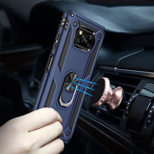 Armor Magnet Metal Ring Kickstand Case for POCO X3 PRO NOTE10 M3 Luxury Business TPU PC Smartphone Case for Xiaomi Redmi Note10