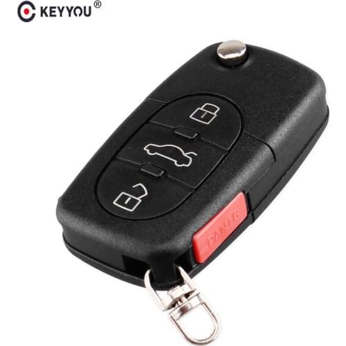 KEYYOU Flip Fob Remote Key Shell Case for VW Passat Jetta Golf Beetle 4/3+Panic Buttons Fit CR1616