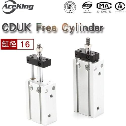 Cuk16-5-10-15/20/25/30/35/40/45smc rod free mounting cylinder CDUK without rotation Pneumatic small cylinder with guide rod