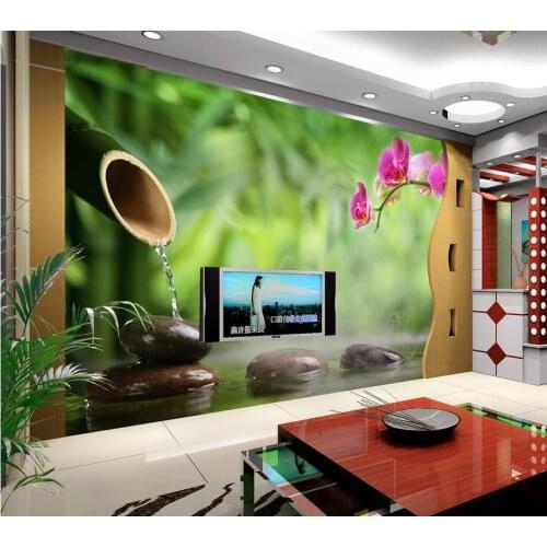 Home Decoration wallpaper for walls roll 3d green bamboo orchid 3d murals wallpaper for living room