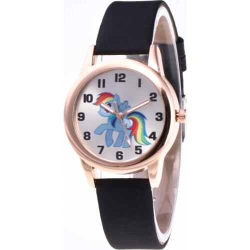 Kids Watches For Girls Quartz Wrist Watch Child Girl Clock Cartoon Horse Beast Leather Strap Digital Childrens Watch Clocks