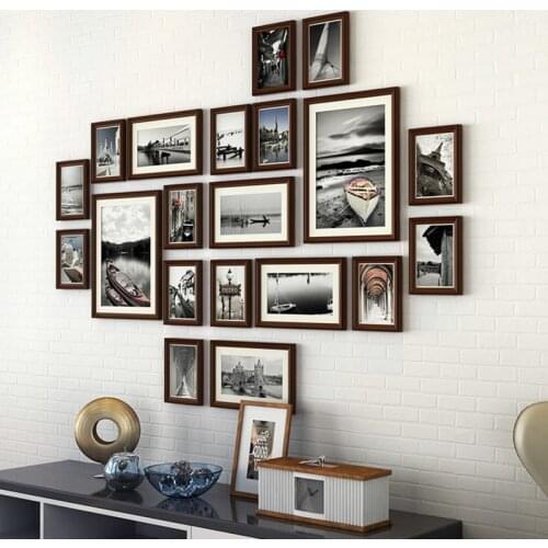 European Solid Wood Photo Wall Creative Wooden Photo Frame Collage Photo Frame Wall Combination Set Photo Frame 20 Pieces/set