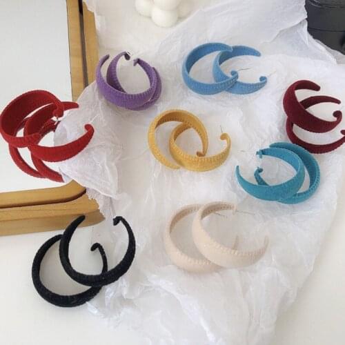 Colorful Hoop Earrings Large Circle Hoops C Shape Earring For Women Girls Unique Party Jewelry Gift Accessories