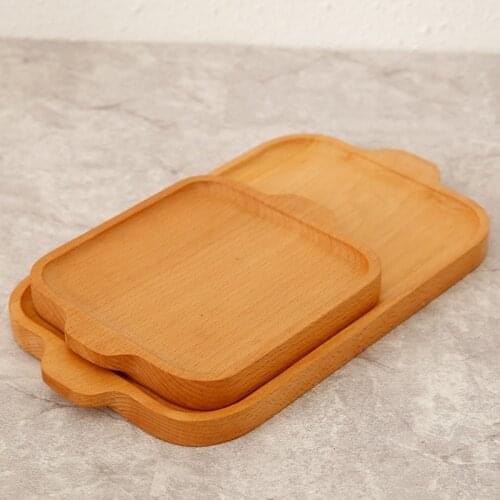Square Tea Cup Saucer Trays Wooden Bamboo Serving Tray Fruit Dessert Cake Snack Candy Display Plate Kitchen Supplies