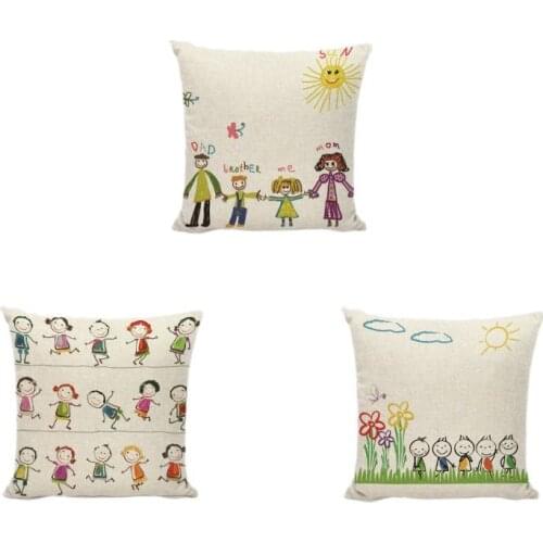 Valentines Day Gift Love Connection Linen Pillow Case Cute Couple Cushion Covers 17.7*17.7 Inch Home Bedroom Decor Car Trip