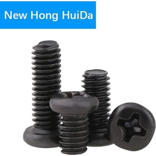 M2 M2.5 M3 M4 Black Steel Phillips Cross Recessed Pan Head Machine Screw Iron Metric Thread Round Head Bolt