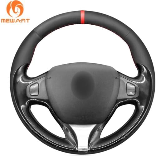 MEWANT Black Suede Car Steering Wheel Cover Braids for Renault Clio 4 Captur Renault Samsung QM3 2012 2013 2014-2015 2016