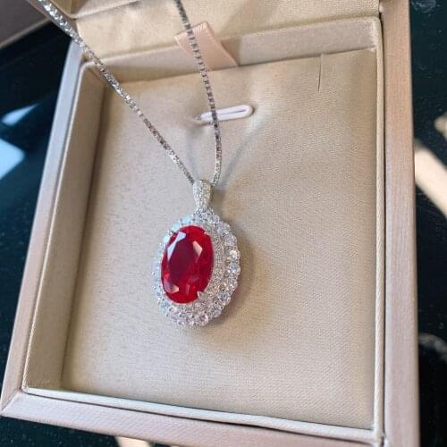 Trendy Cut Oval Silver 925 Jewelry Ruby Gemstone Pendant Necklace Earrings Ring for Women Fine Jewelry Drop Shipping