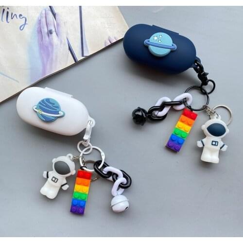 Cartoon Astronaut Soft Dust-proof Protective Cover Silicone Case for OnePlus Buds Z TWS Wireless Earphone Case With Keyring