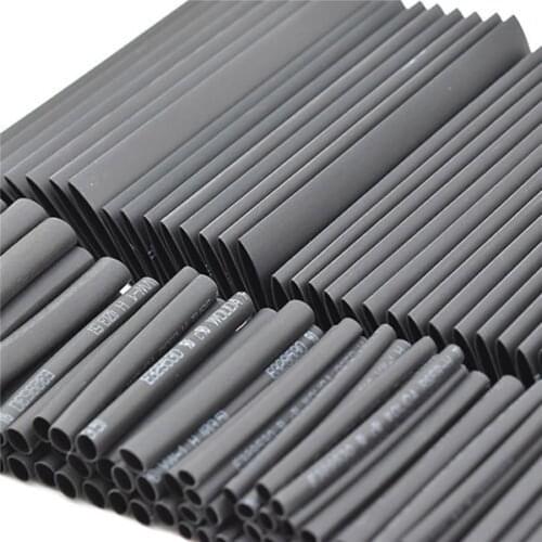 127Pcs Black Weatherproof Heat Shrink Sleeving Tubing Tube Assortment Kit Electrical Connection Electrical Wire Wrap Cable