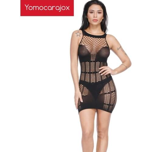 Underwear Jacquard Hollow Out Back Mesh Sexy Nightwear Hot Erotic Costumes Lingerie Net Babydoll Sex Dress Plus Size Clothing