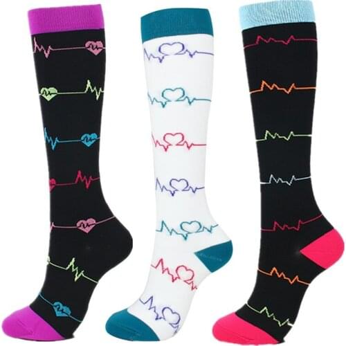 3 Pairs Compression Socks Women 20-30 Mmhg Breathable Knee High Men Stocking Best for Varicose Veins Running Travel Sports Socks