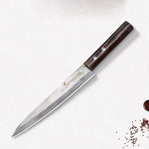 ZEMEN Stainless Steel Sashimi Knife 8 inch Japanese Style kitchen Knife Top Quality Monzo Handle with Knife Cover