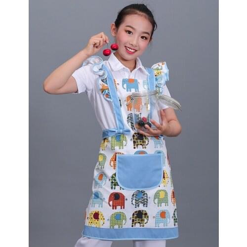Original new cartoon childrens apron female princess home kitchen kids eating canvas antifouling