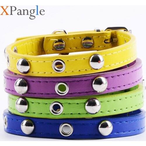 XPangle PU Leather Pet Dog Collar Studded Mushroom Rivets Adjustable Puppy Collar for Chihuahua Small Dogs Cats Pet Products