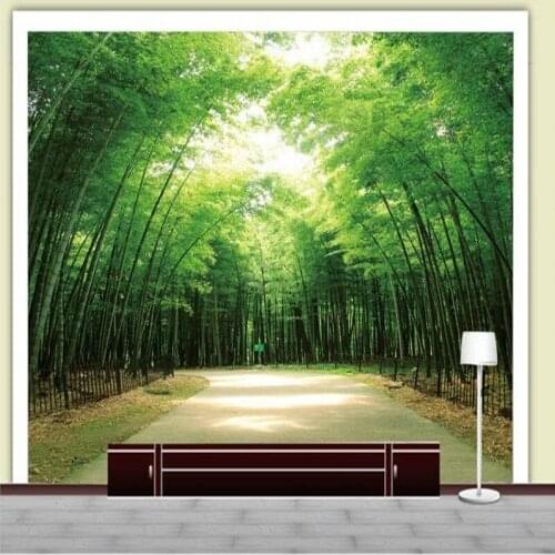 Custom Size Photo large-scale wall painting sofa TV background wall 3D stereo green bamboo forest road wallpaper mural