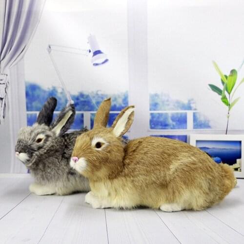 Realistic Large Rabbits Models Children Animals Toys Lifelike Fur Cute White Rabbits Home Decoration Kids Birthday Animals Gifts