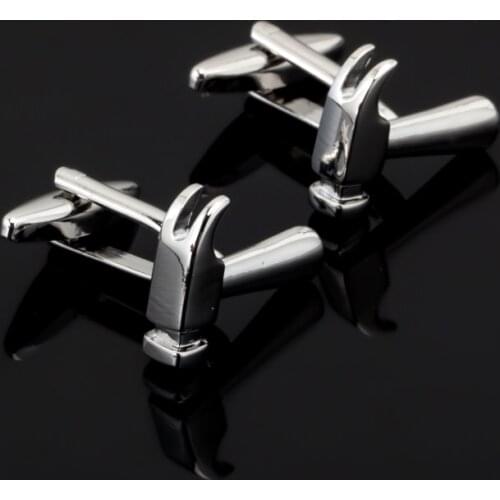 Luxury Hammer Cufflinks Silvery Copper Tool Design Best Gift Cuff Links Wholesale&retail Jewelry Wedding Groom Men Cuff Links