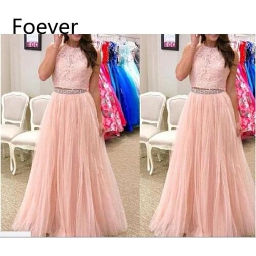 Blush Pink Two Piece Prom Dresses Long 2019 Abiti Da Cerimonia Da Sera Applique Lace Imported Party Dress Formal Evening Gowns