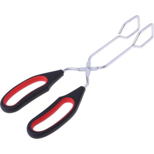 Long Silicone Handle Scissor Tong, Barbecue BBQ Grilling Bread Serving Tongs