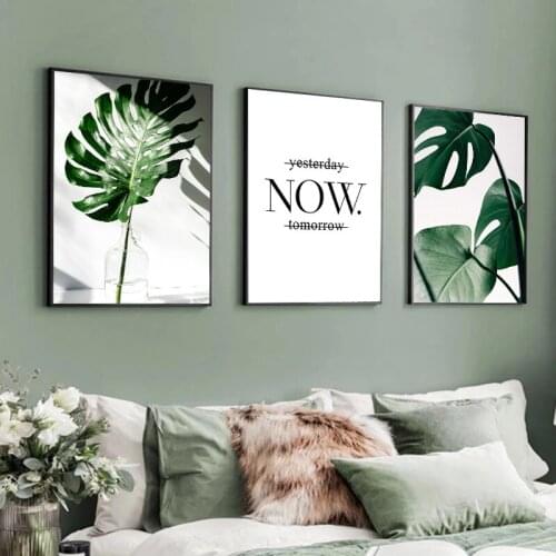 Modern Artwork Decor Picture Canvas Painting Wall Art Home Decor Nordic Leaf Green Plant Design Print and Poster for Living Room