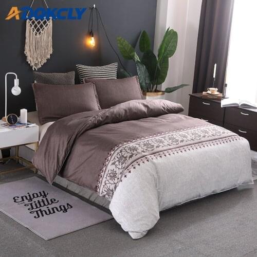 ADQKCLY Modern Elegant 2/3pcs Bedding Set Brown Color Microfiber Printed Quilt Comforter Cover with Pillowcase Set 7 sizes